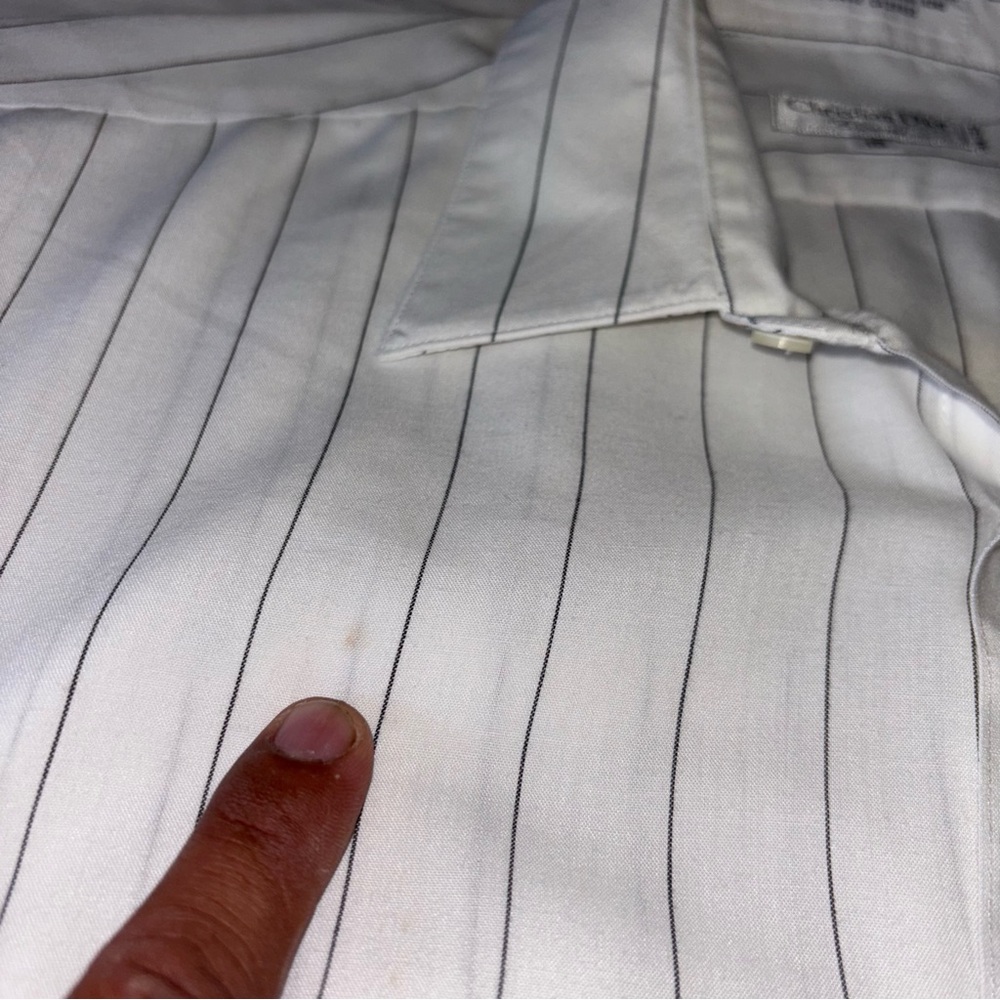 CHRISTIAN DIOR Chemises Pinstriped Womens Dress Shirt Size 18 White Vintage - Picture 5 of 9